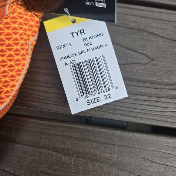 New TYR Men's Durafast Elite Phoenix Destroyer Black/orang Racer Brief SZ 32 New - Picture 3 of 3